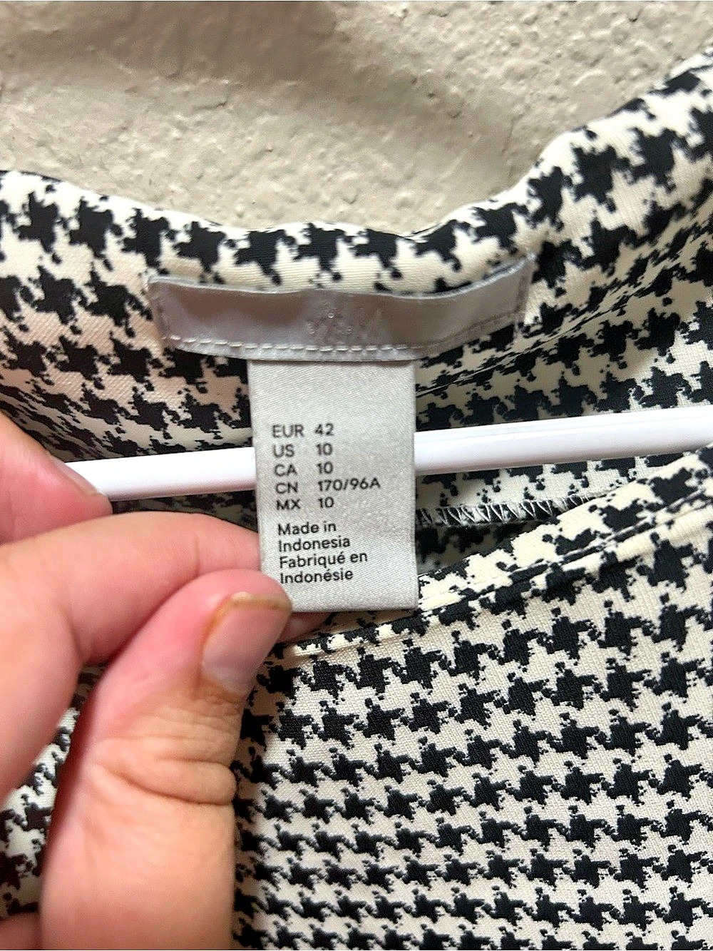 H&M Houndstooth Mini Dress Black & White L Like New - Picture 4 of 7